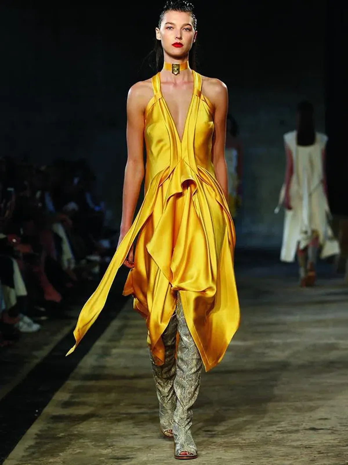KITX Fluid Drape Dress In Marigold Size 6 - Image 4