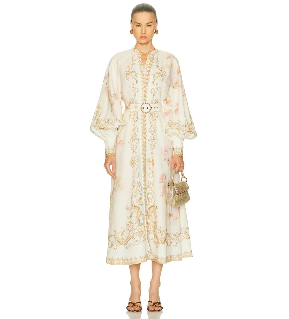 Zimmermann Hypnotic Buttoned Midi Dress in Cream Peony Size 1 / Size AU10 - Image 1