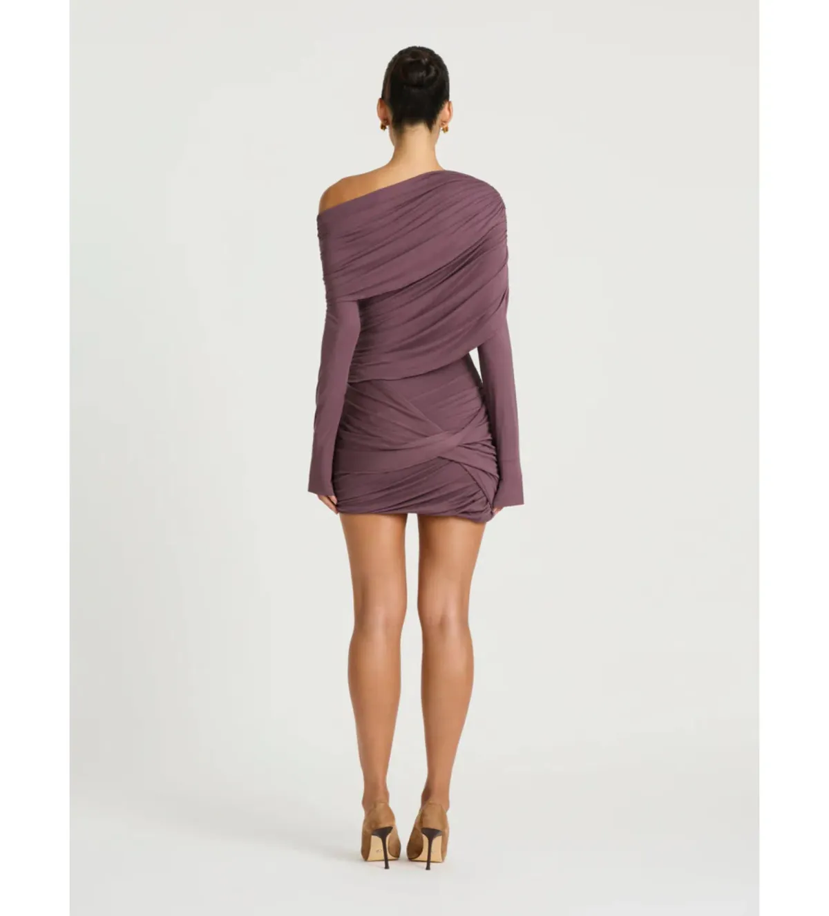 Benni Otto Long Sleeve Mini Dress in Grape Size AU10 - Image 3