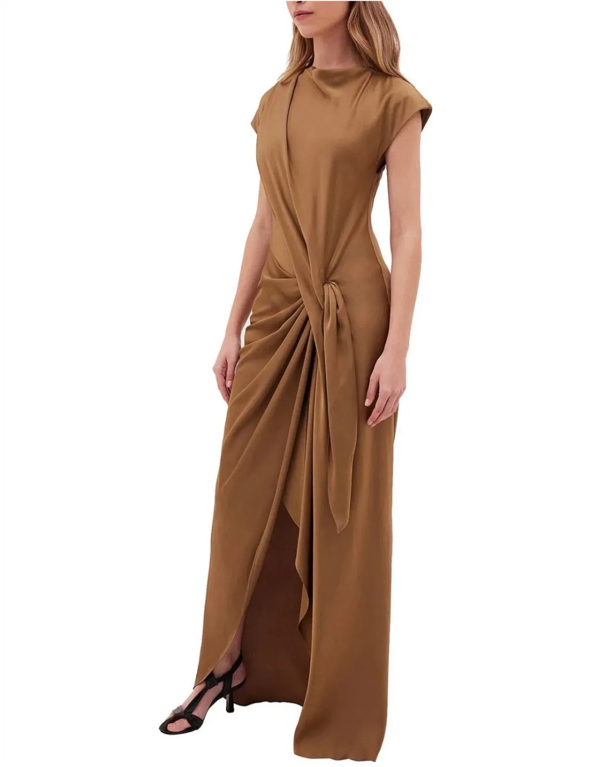 Bianca Spender Gold Crepe Evening Gown size 2 (10) - Image 4