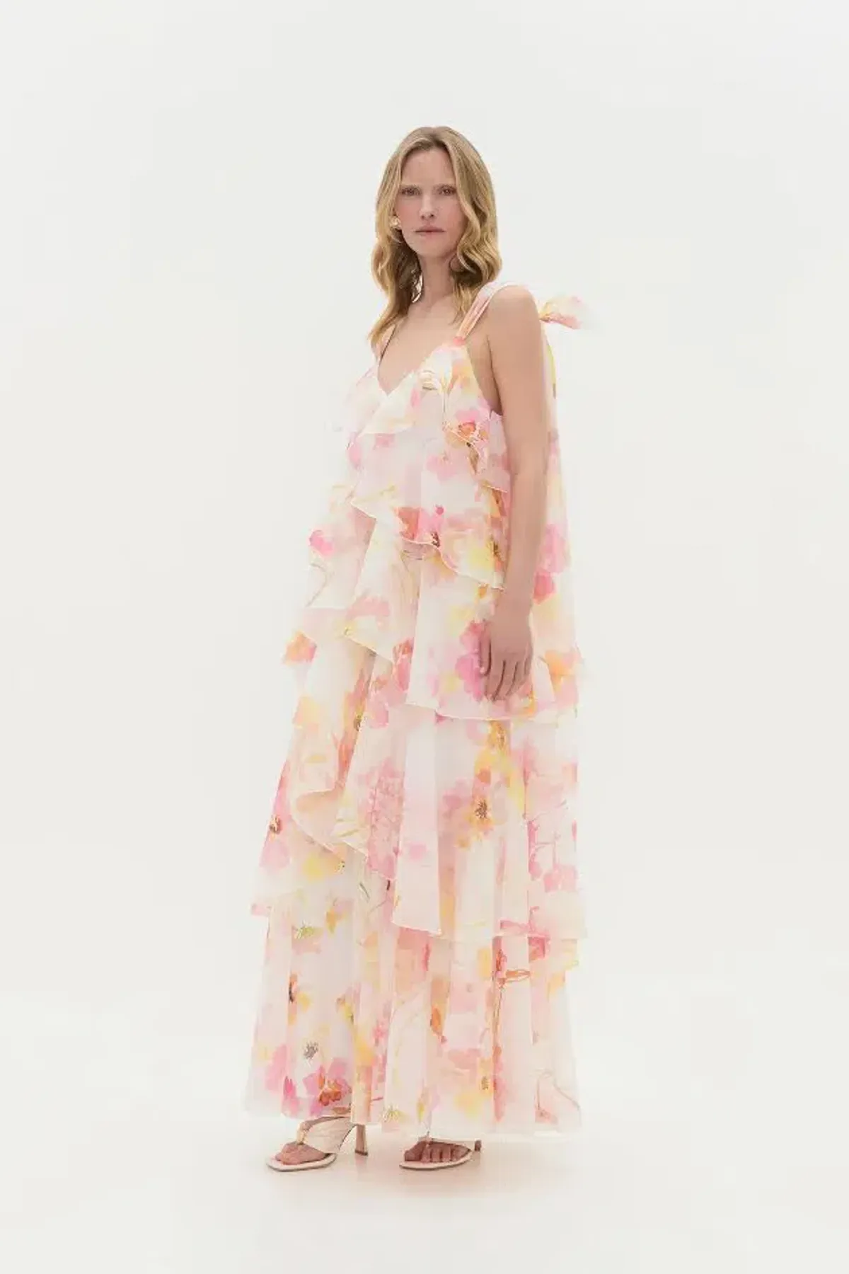 🌸New AJE Gracie Tiered Ruffle Maxi Dress – Wildflowers Floral Pink 10 AU 🌸 - Image 4