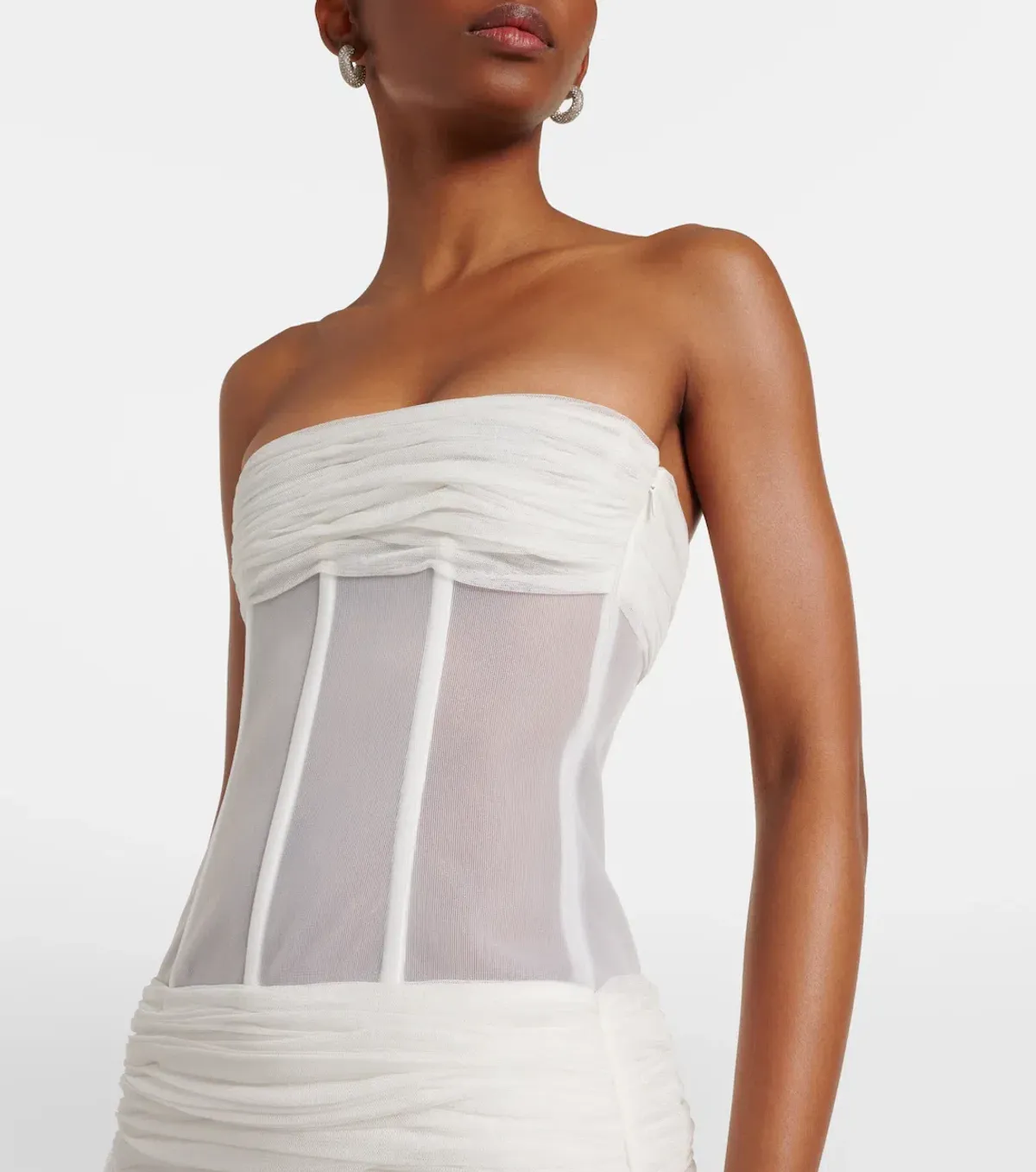 Christopher Esber White Veiled Corset Dress - Size 6 AU - Image 3