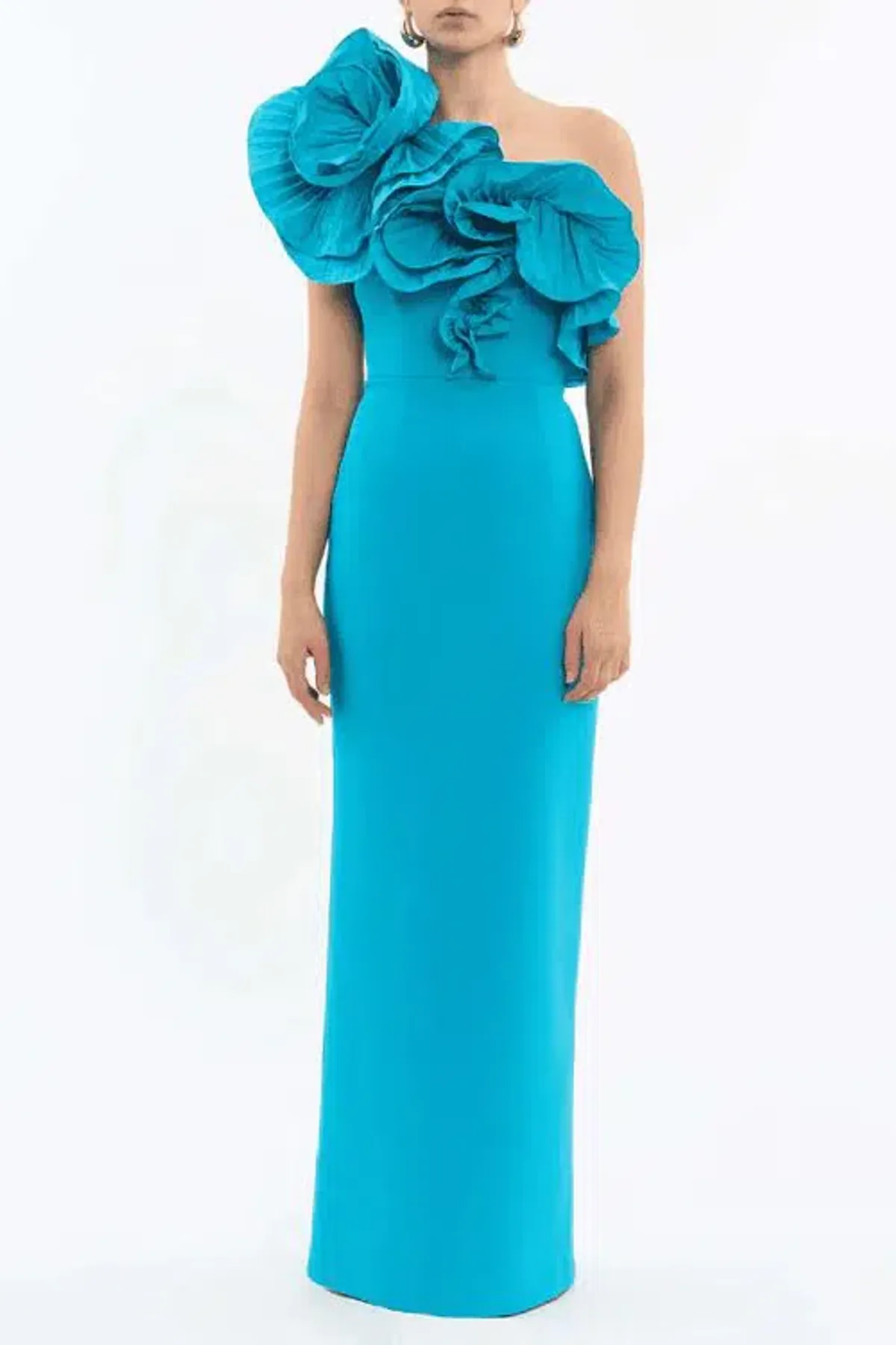 🩵 Rebecca Vallance Ella Gown – Turquoise Blue – Size 6 AU - Ruffle Maxi Dress🩵 - Image 9