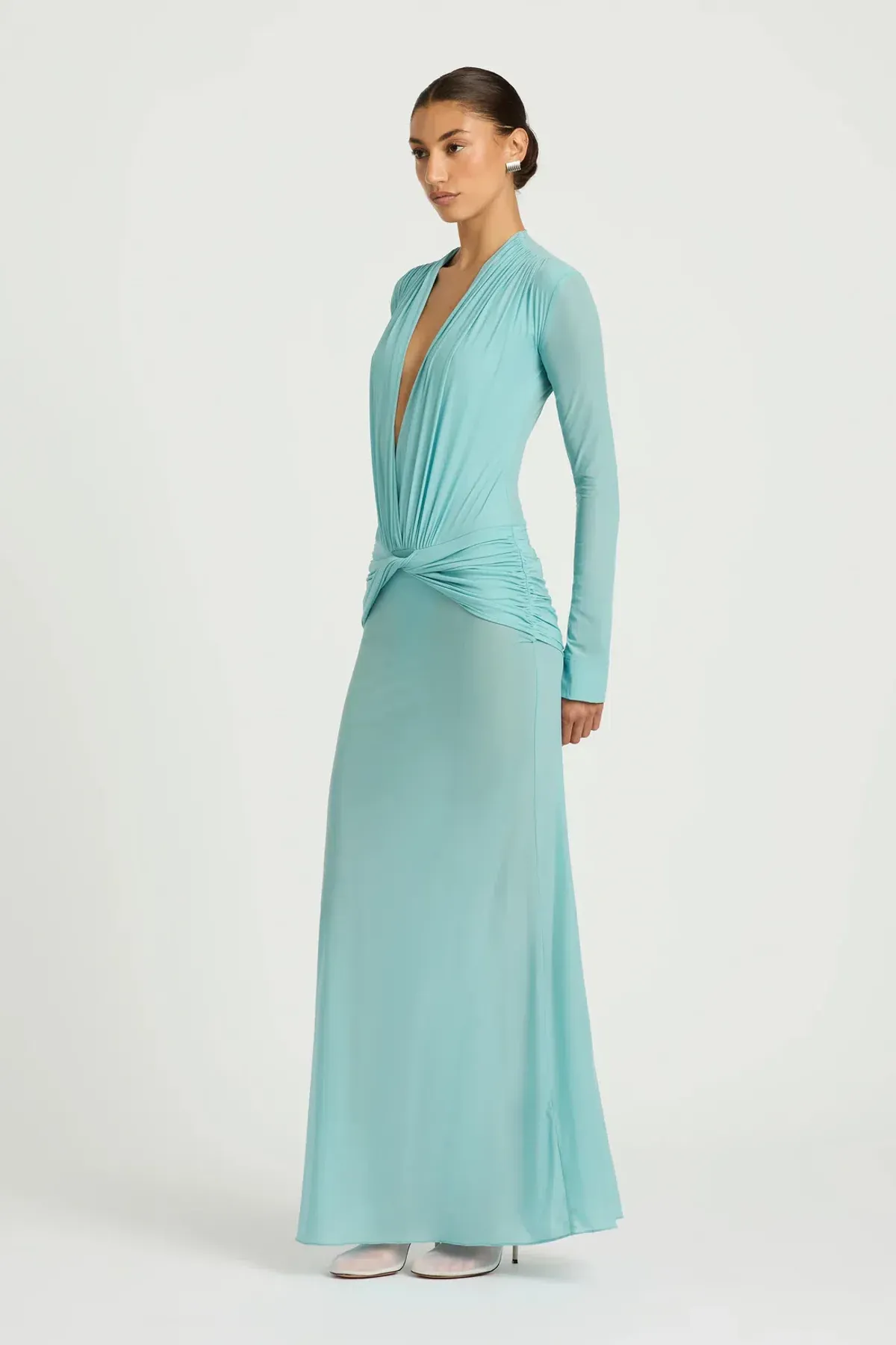 Benni Zuri Maxi Long Sleeve Dress Blue - Image 4