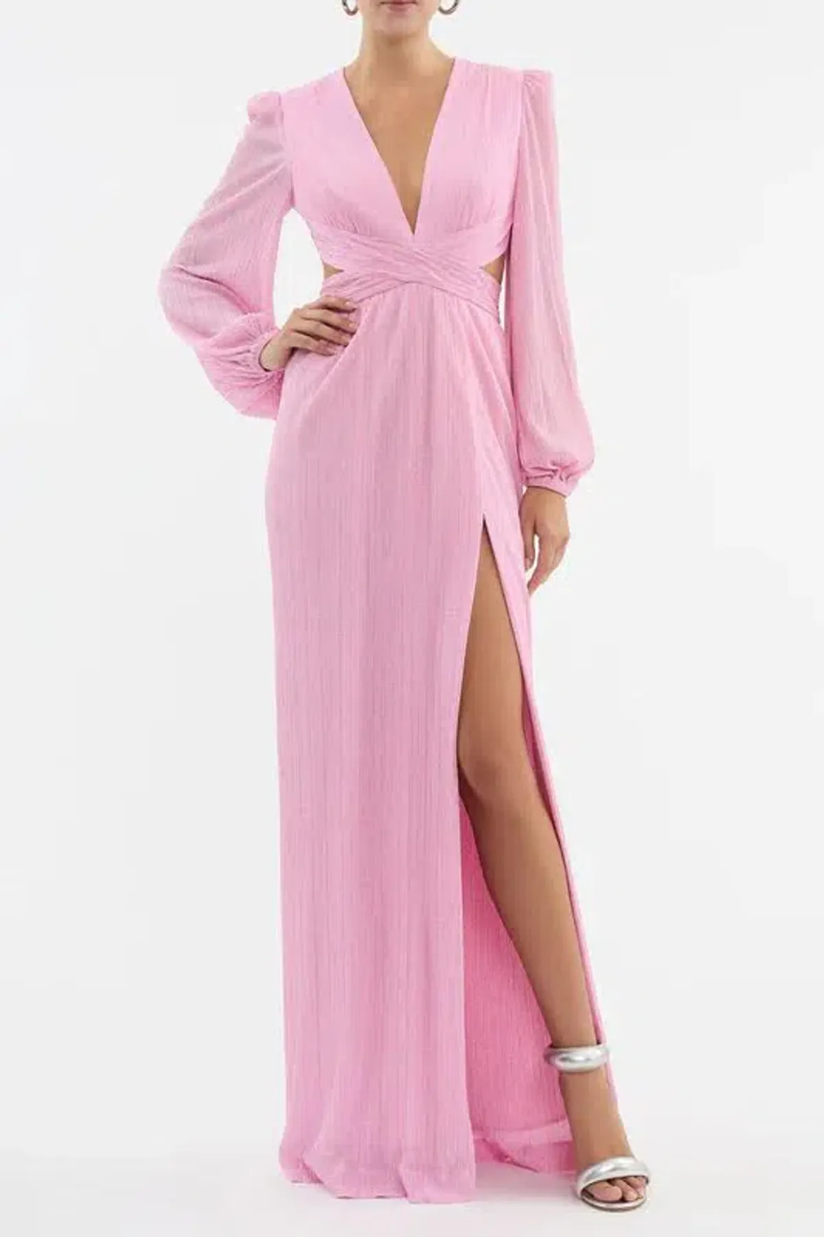 💕 Rebecca Vallance Amal Cut-Out Gown in Pink – Size 6 AU - Long Sleeve Maxi Dress 💕 - Image 3