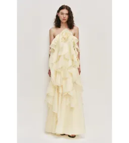 Aje Pandorea Layered Maxi Dress in Butter Size AU8 for rent on The Volte - image 1
