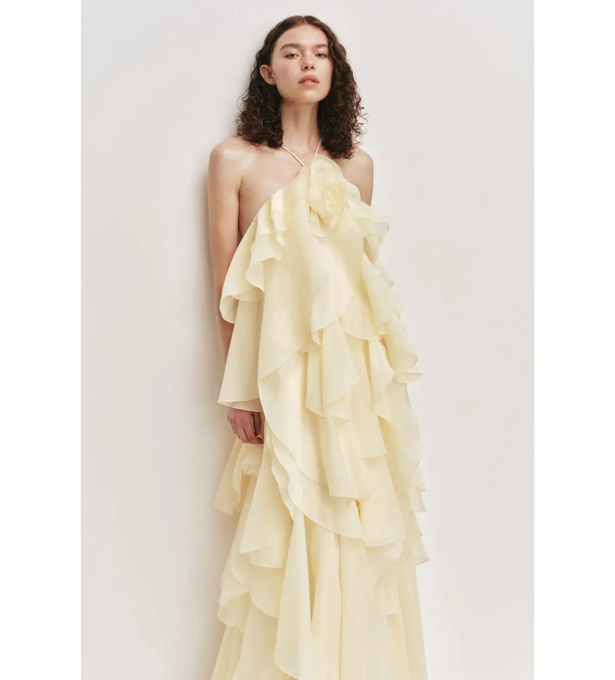 Aje Pandorea Layered Maxi Dress in Butter Size AU8 - Image 2