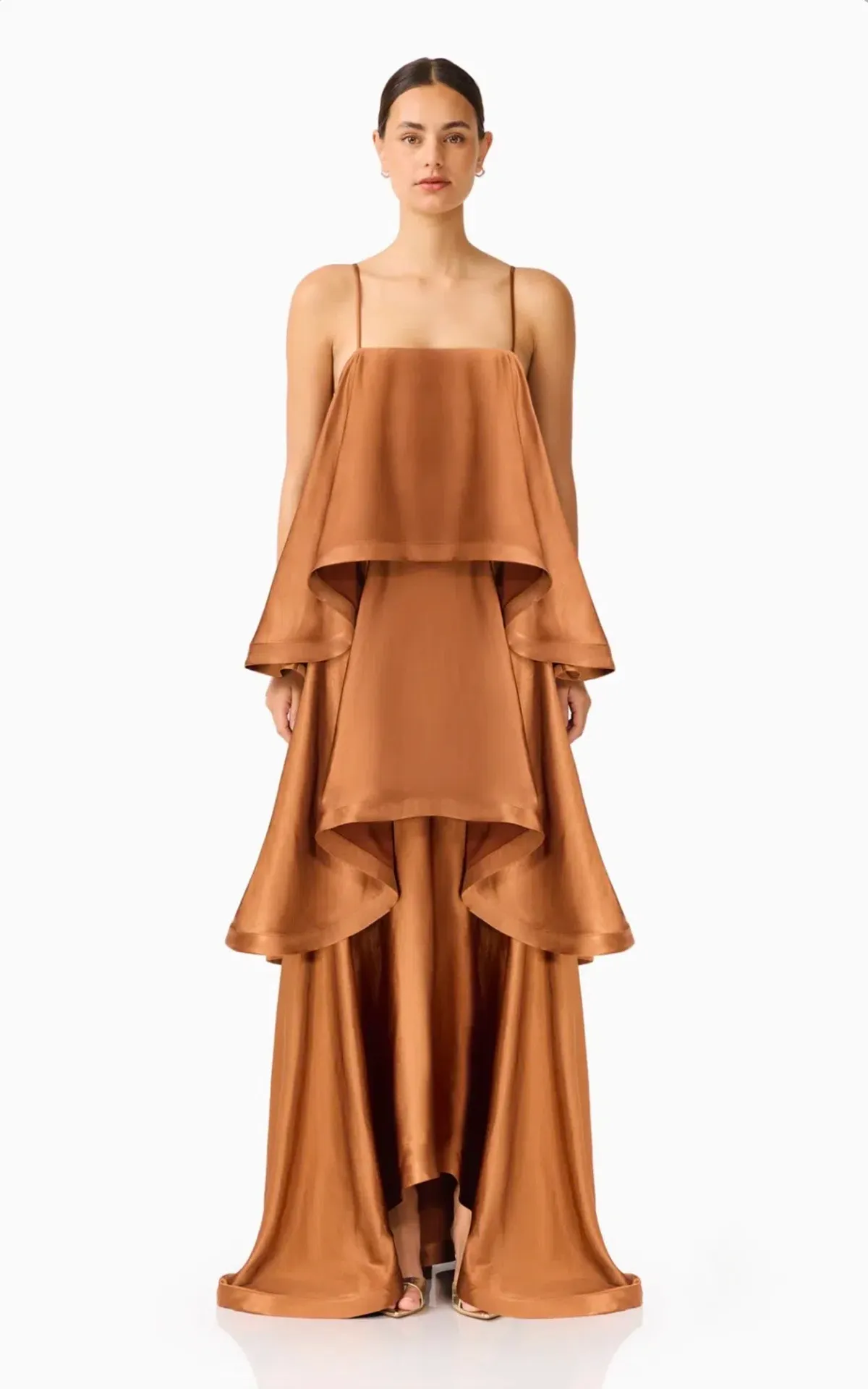 Elliatt Tilly Tiered Maxi Dress in Toffee Brown Size M - Image 3