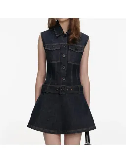 Self-Portrait Indigo Denim Flared Mini Dress Size 10 AU for rent on The Volte - image 1