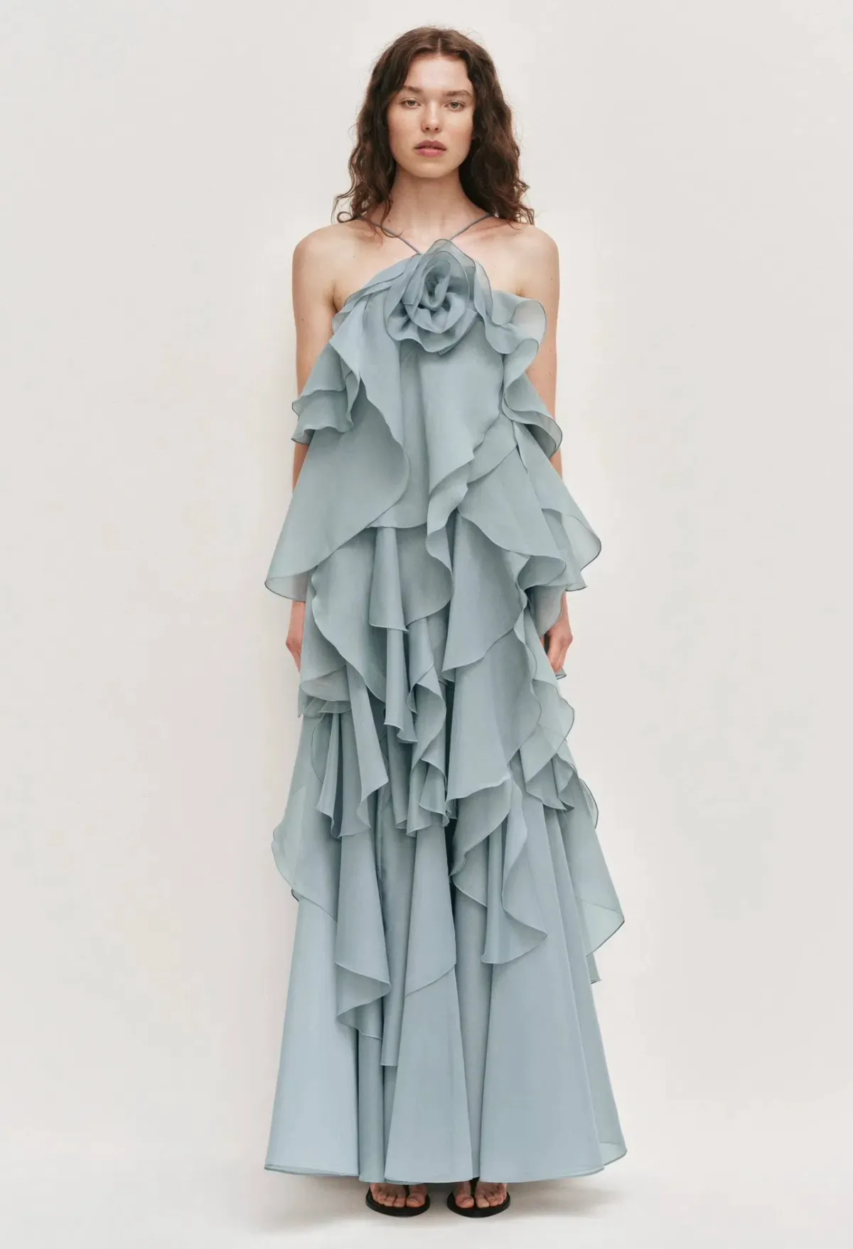 Aje Pandorea Layered Maxi Dress Size 8 Duck Egg - Image 1