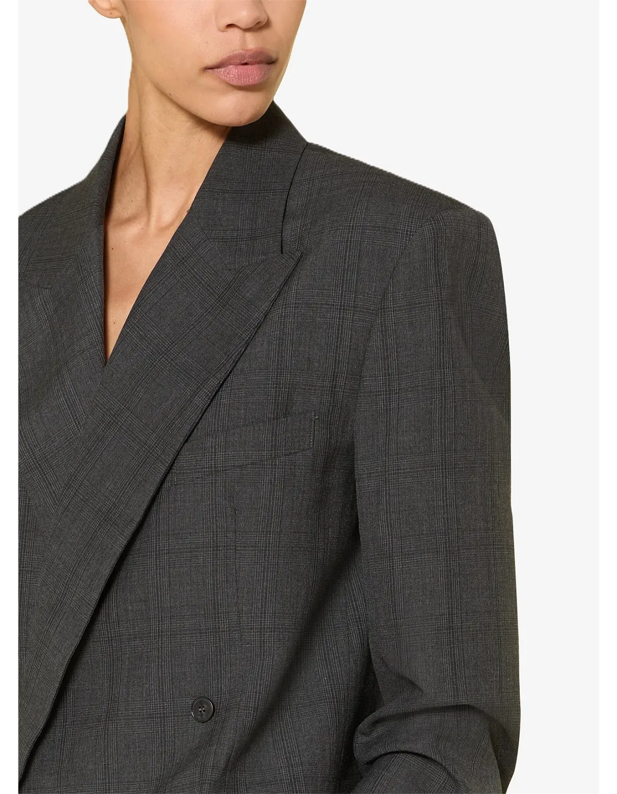 The Frankie Shop Newark Plaid Double Breasted Blazer XXS - Image 4