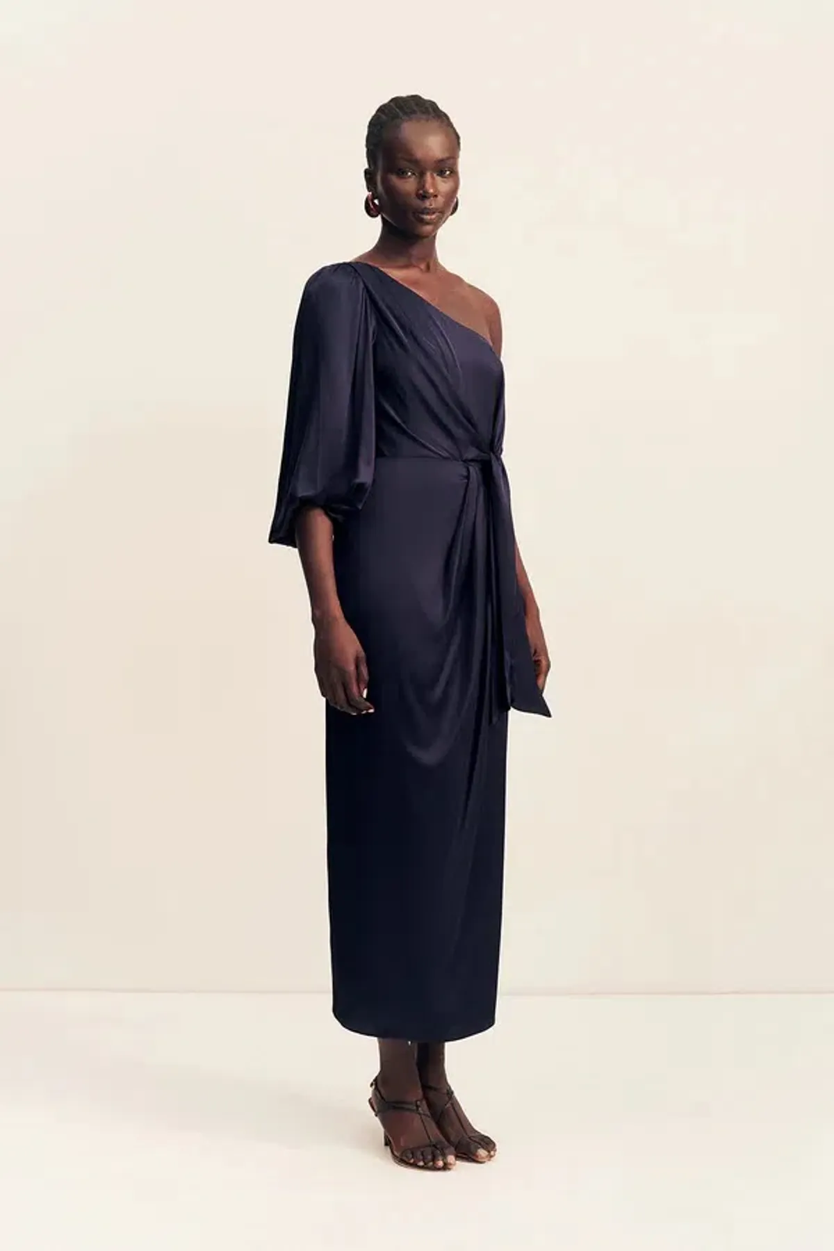 Shona Joy Lumiere Tie Front One Shoulder Midi - Night Sky / Size 18 - Image 4