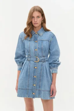 AJE LANE DENIM MINI DRESS COASTAL WASH SIZE AU 12 for rent on The Volte - image 1