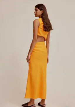 VENROY LINEN CUT OUT DRESS SAFFRON SIZE S for rent on The Volte - image 2