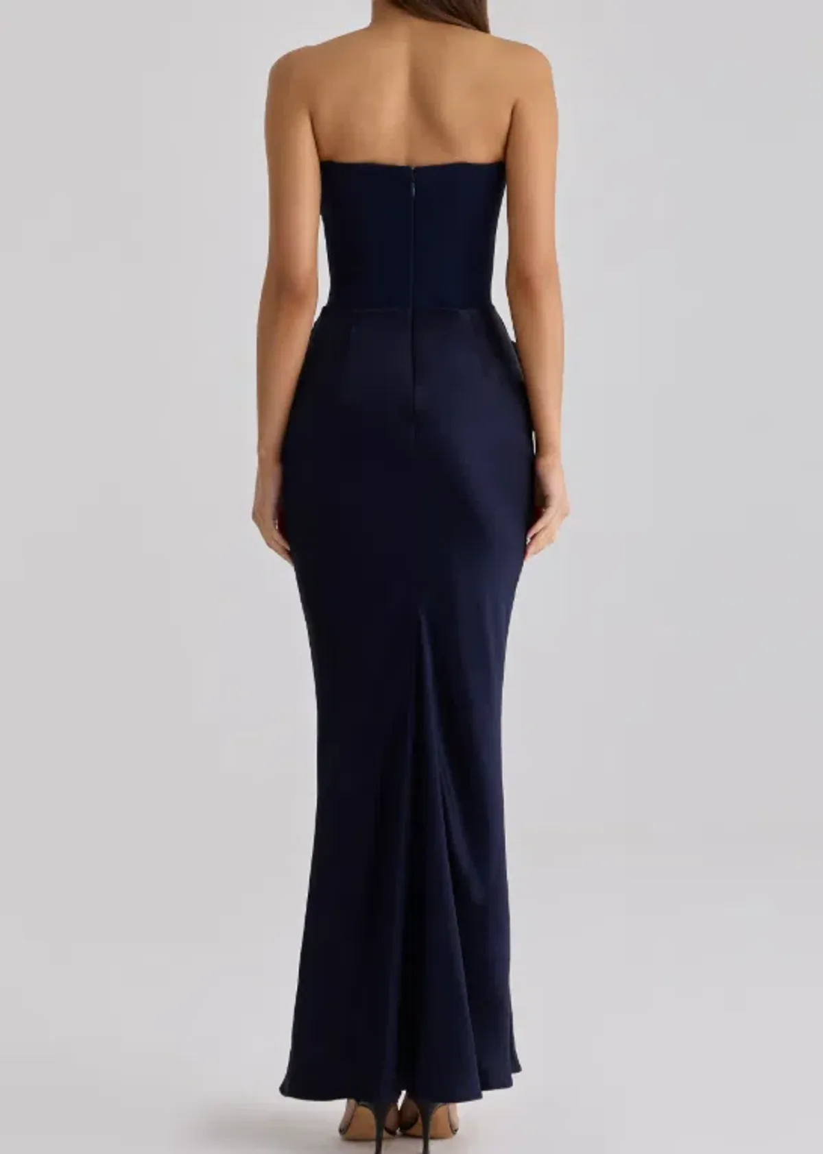 House of CB Persephone navy satin + crepe strapless corset maxi dress Regular Cup Size S - Image 2