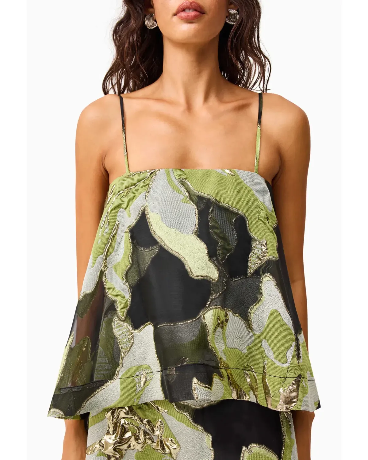 Elliatt Elysia Tiered Gown Black Green Floral Size XL - Image 5