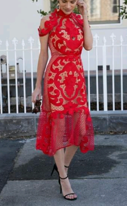 Stunning THURLEY Rose Ceremony Red Midi Dress - Size 6 - RRP $649.99 for rent on The Volte - image 9