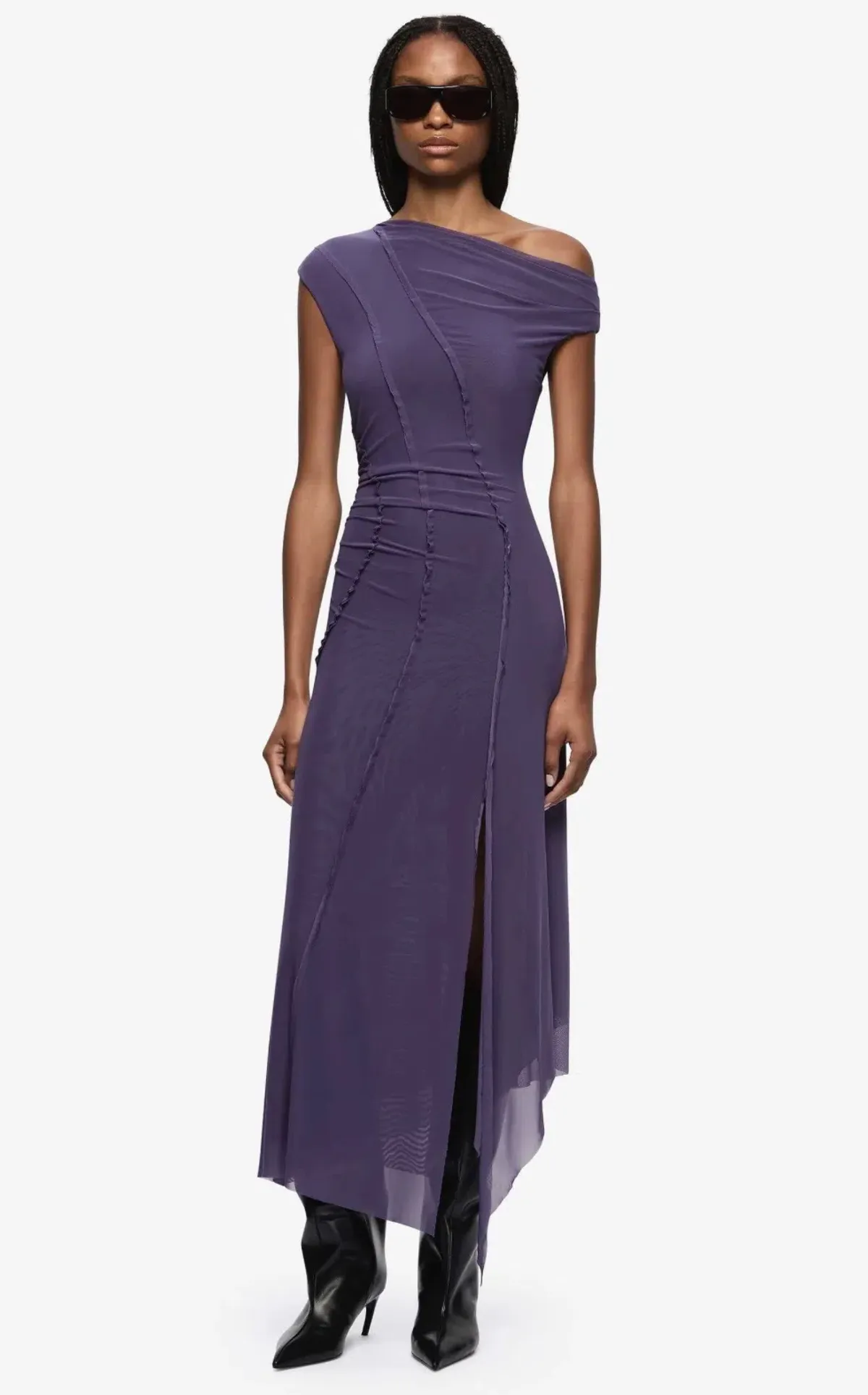 Bec & Bridge Delila Asym Midi Dress in Amethyst size AU 8 - Image 1