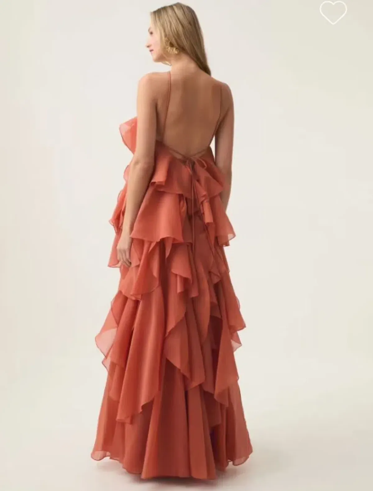 Aje Pandorea Layered Maxi Dress Coral Clay Size AU 10 - Image 4