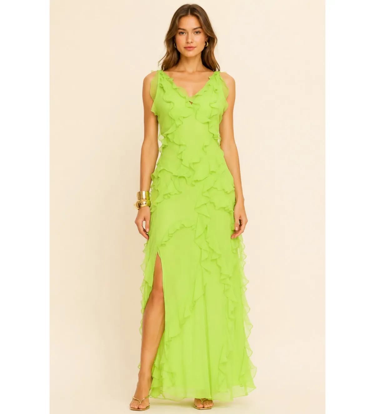 Rachel Gilbert Cedar Gown in Lime Green Size 2/AU10 - Image 1
