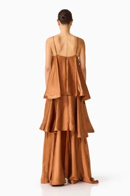 Elliatt Tilly Tiered Maxi dress toffee brown XS(6) for rent on The Volte - image 2