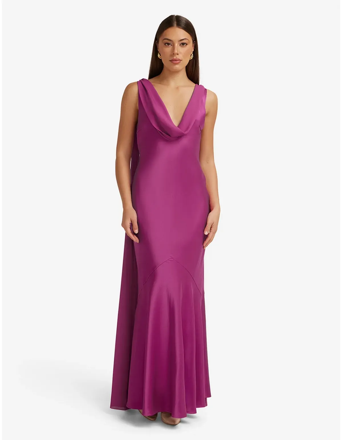 Runaway The Label Gabriella Cowl Maxi Dress Size S Fuchsia - Image 1