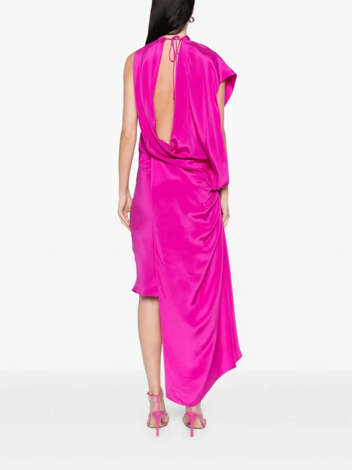 BNWT Christopher Esber Pink Cusco Silk Drape Midi Dress-Size 10 AU - Image 2
