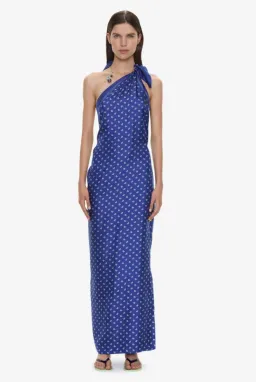 Christopher Esber Bandana Scarf Tie Dress indigo bandana print Size 8 for rent on The Volte - image 1