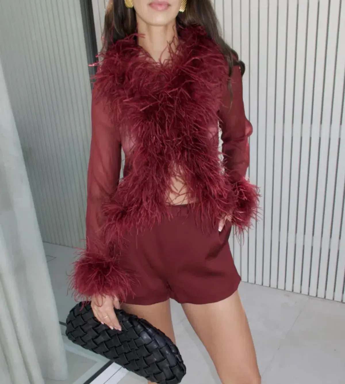 Bubish Luxe Gigi Feather Blouse in Cherry size 8  - Image 1