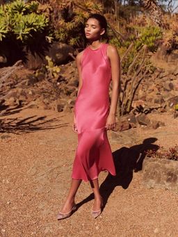 Rebecca Vallance Sophia Silk Midi Dress Pink Size 6 for rent on The Volte - image 3