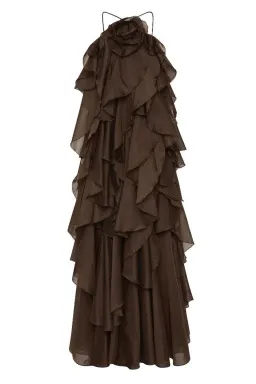🤎Aje Pandorea Layered Maxi Dress in Carob Chocolate Brown - Size 10 AU 🤎 Tiered Ruffled Maxi Gown for rent on The Volte - image 10