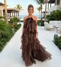 🤎Aje Pandorea Layered Maxi Dress in Carob Chocolate Brown - Size 10 AU 🤎 Tiered Ruffled Maxi Gown for rent on The Volte - image 15