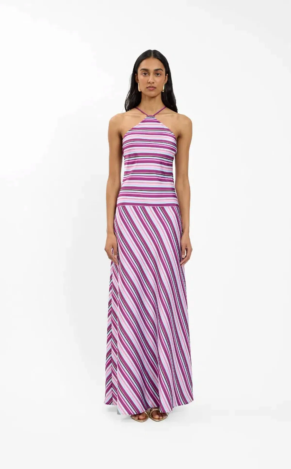 With Harper Lu Halter Maxi Dress - Violet Stripe - Size xs - Image 4