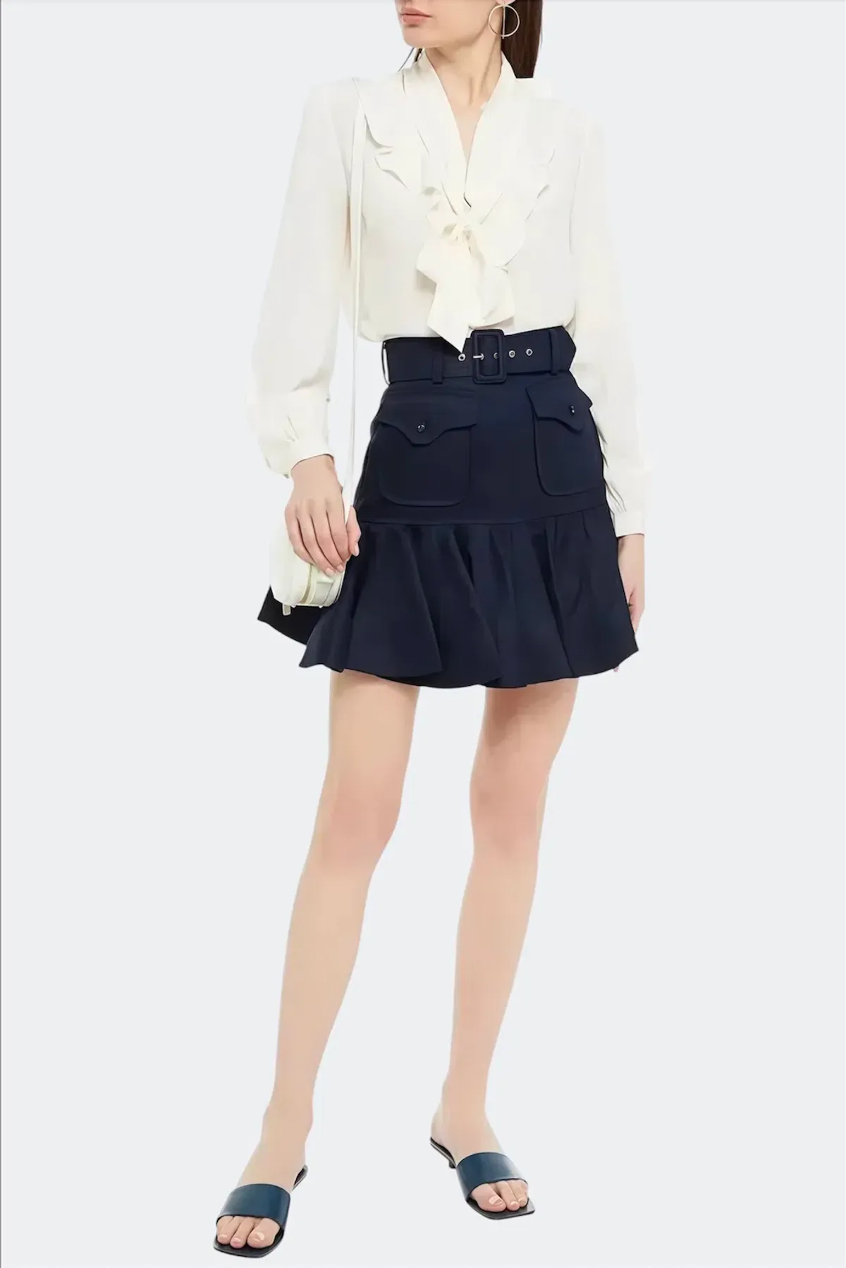 Zimmermann Glassy Safari Belted Linen Mini Skirt Blue Size AU 10 / 1 - Image 2