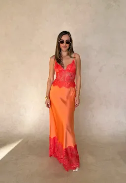 Sneaky Link Orange Lilah Maxi Dress XS for rent on The Volte - image 2