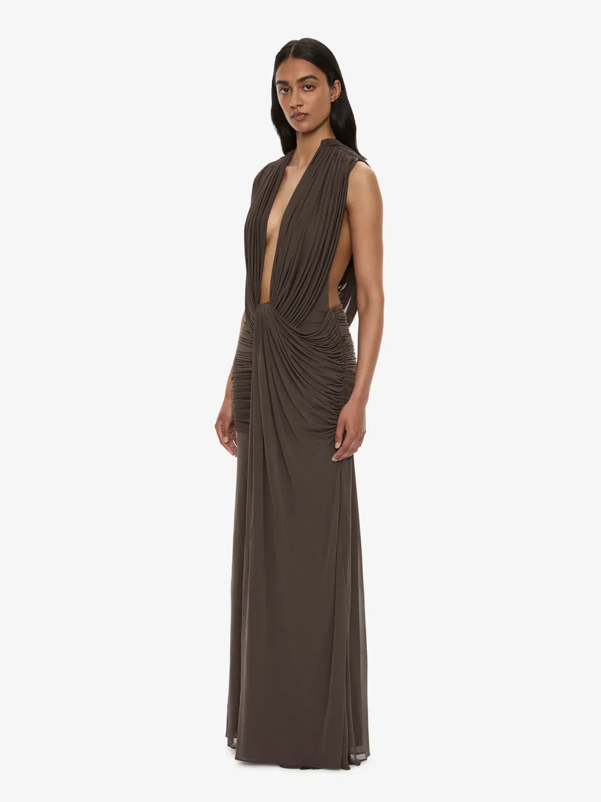 Christopher Esber Ripple Drape Gown Husk Size 6 - Image 2