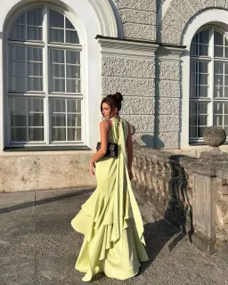 Elliatt Varella Halter Gown in Pistachio Green Size S/AU 8 for rent on The Volte - image 1