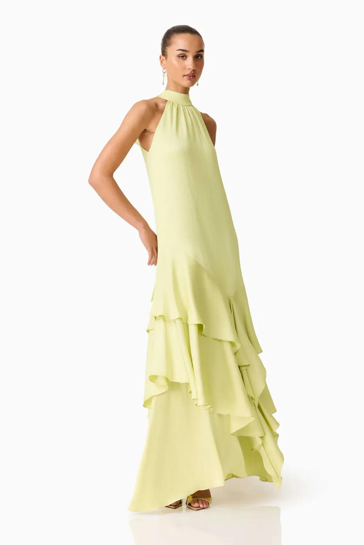 Elliatt Varella Halter Gown in Pistachio Green Size S/AU 8 - Image 3