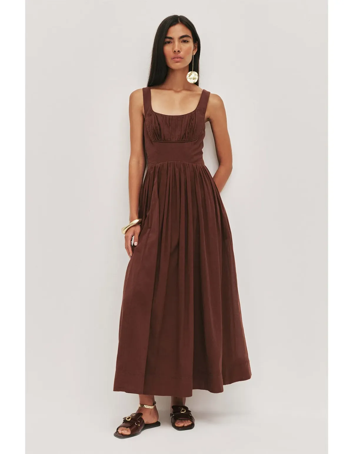 Aje Sunny Midi Dress Size 8 Chocolate - Image 1