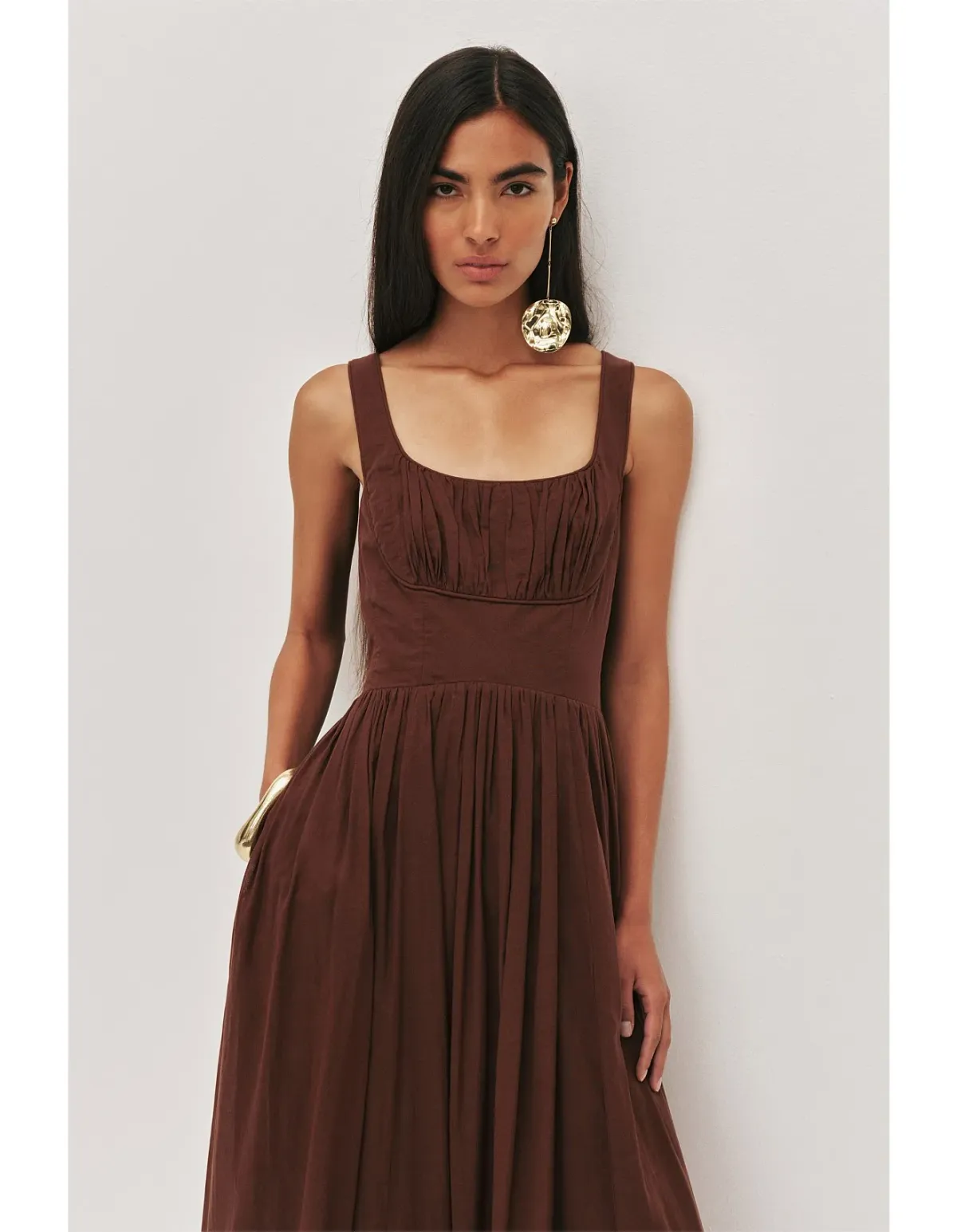 Aje Sunny Midi Dress Size 8 Chocolate - Image 2