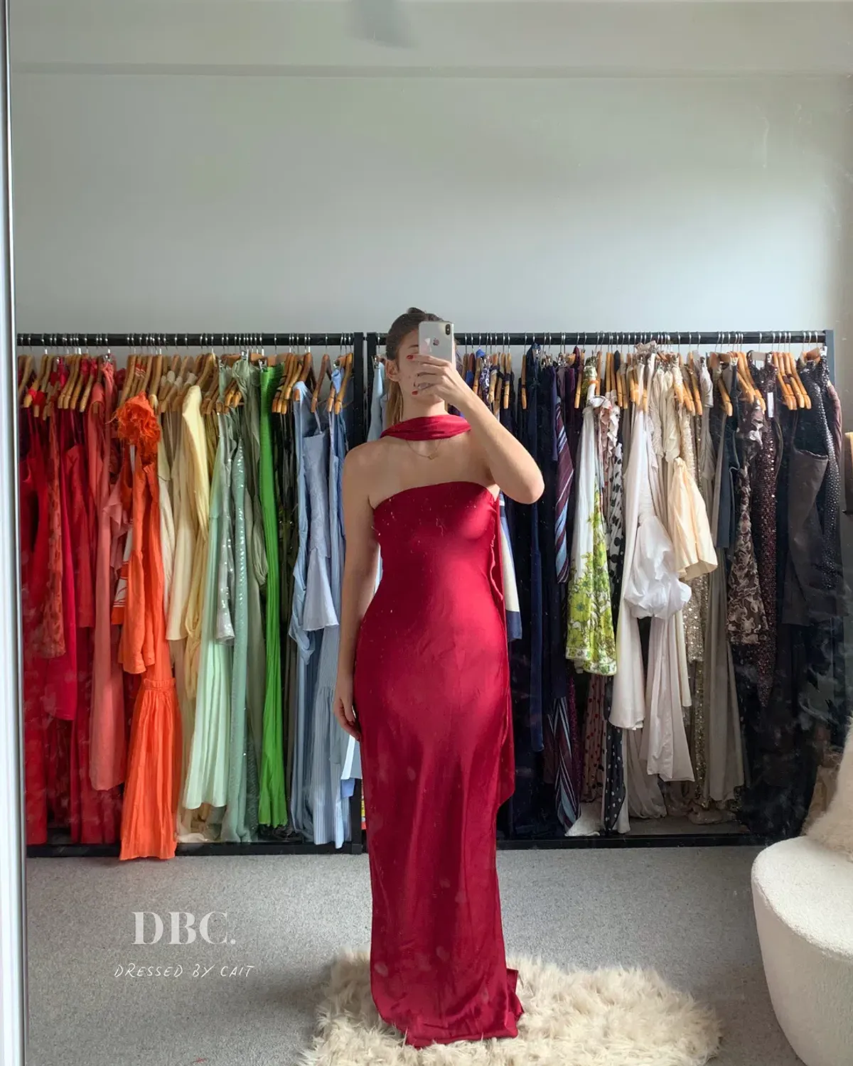 MISHA Lilia Satin Maxi Beetroot Size 6  - Image 1