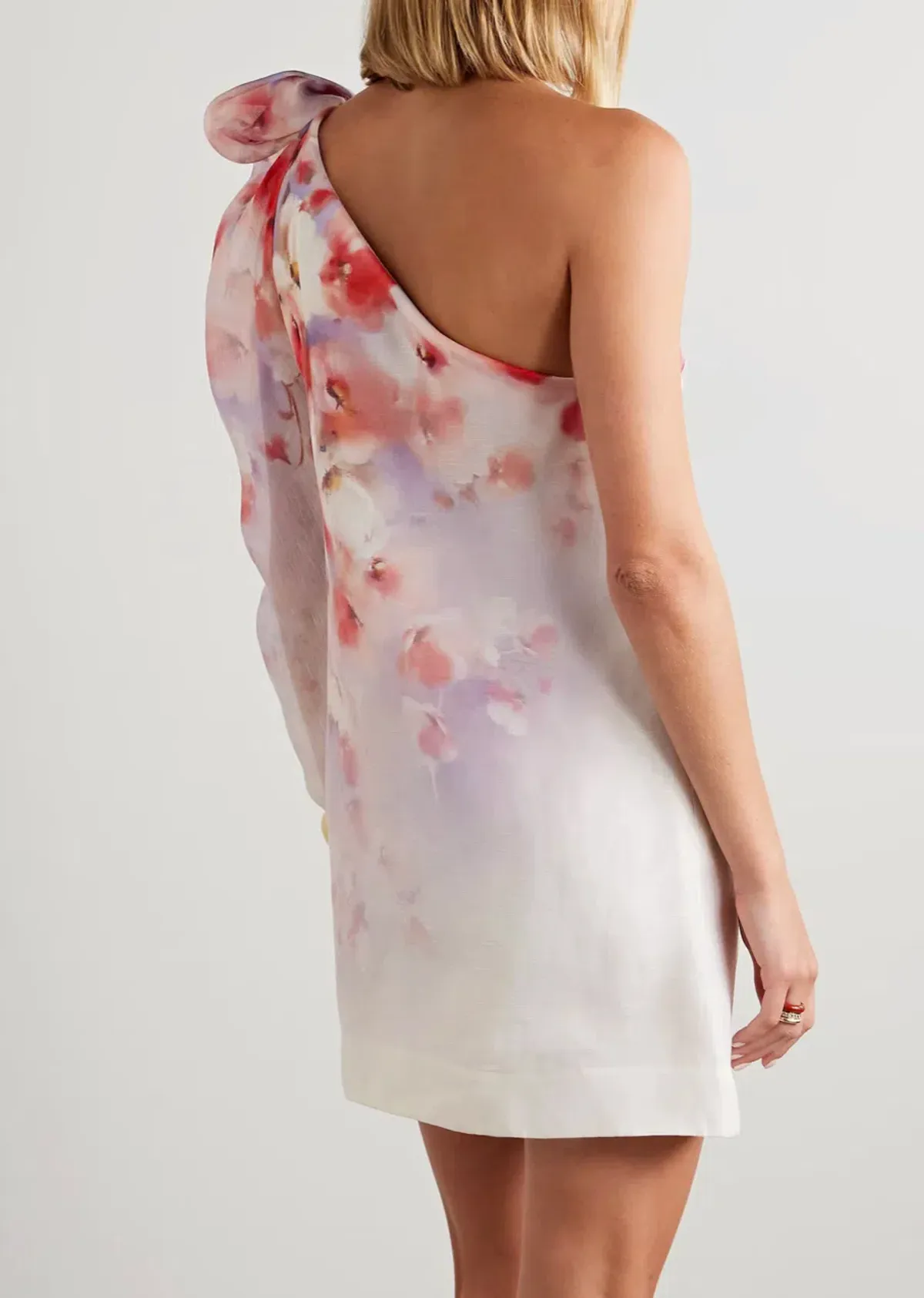 Zimmermann Crush one-shoulder linen and silk-blend mini dress in the Scarlet Floral print - Image 4