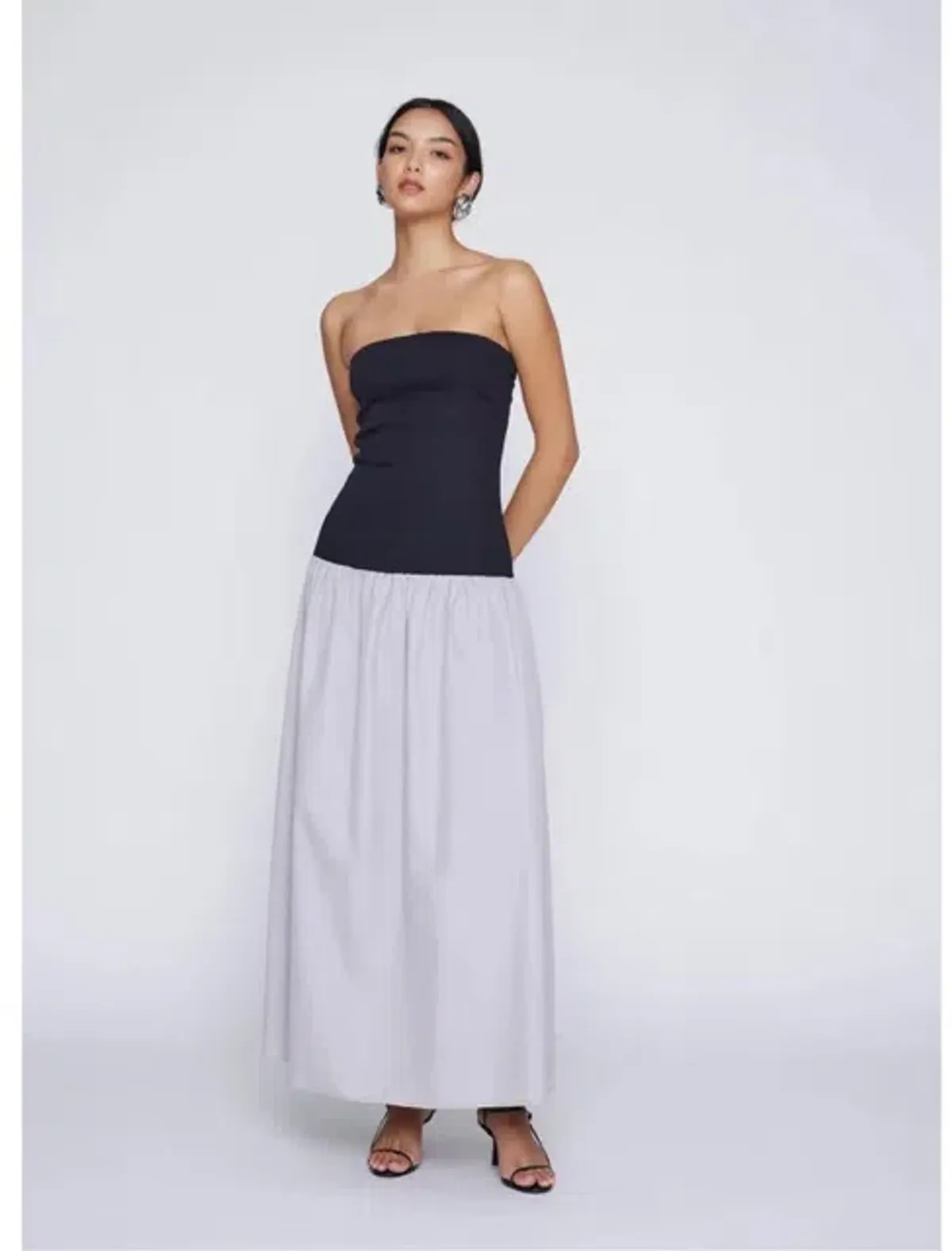 Anna Quan Amyra Strapless Midi Dress Grey Dove Size 10 - Image 1