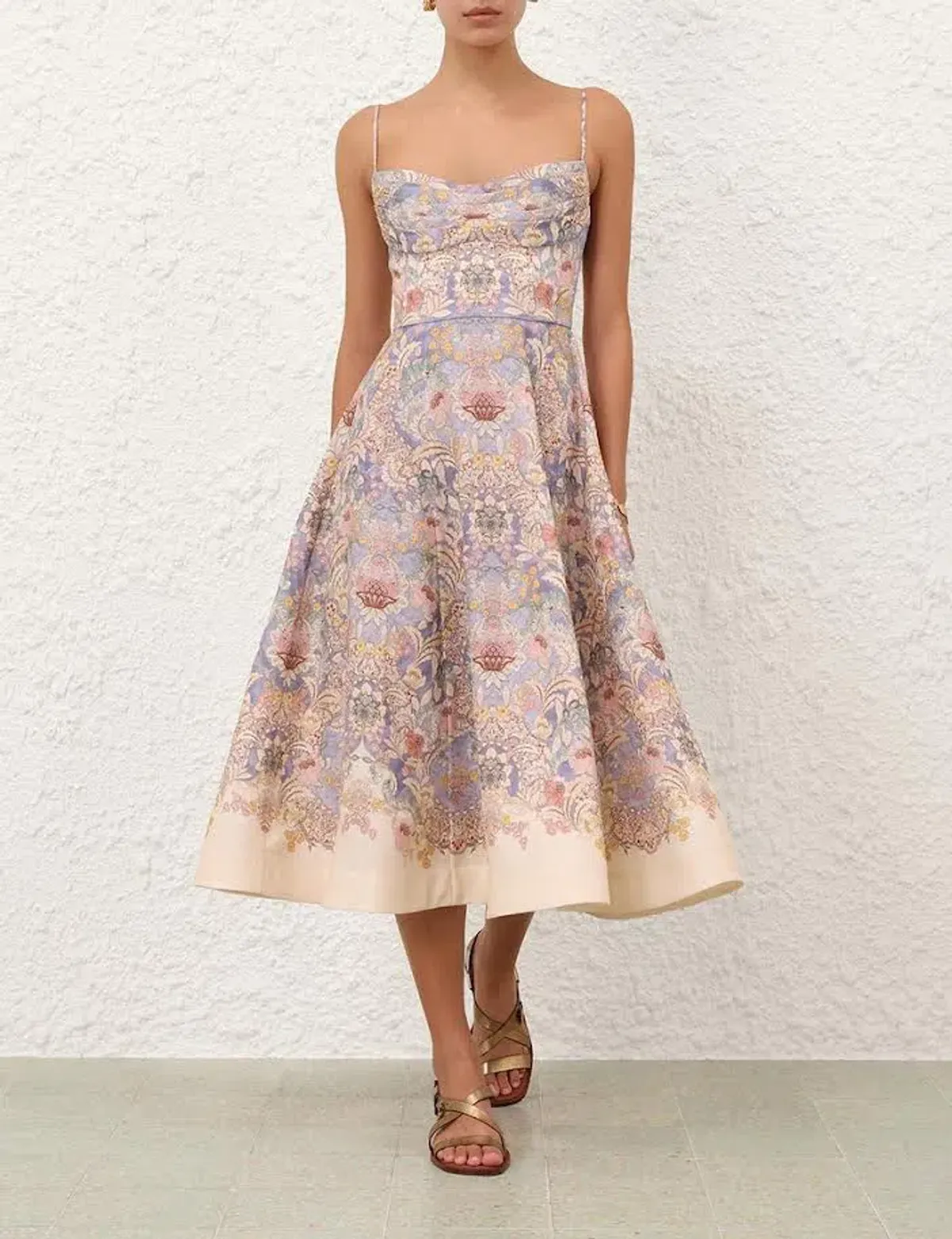 🌸💙 New ZIMMERMAN Rebellion Tuck Summer Midi Dress – Blue Floral – Size 10 AU (sz 1) 🌸 - Image 1