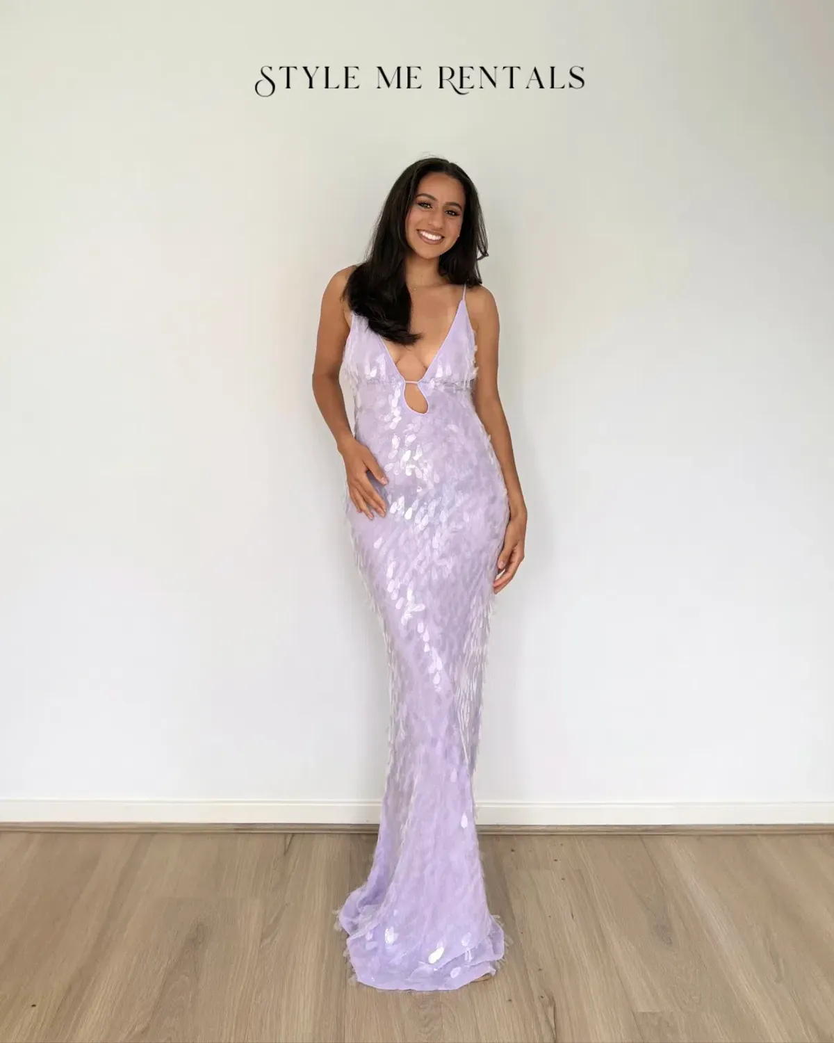 Misha Sapphire Sequin Maxi Dress Lilac Size S - Image 3