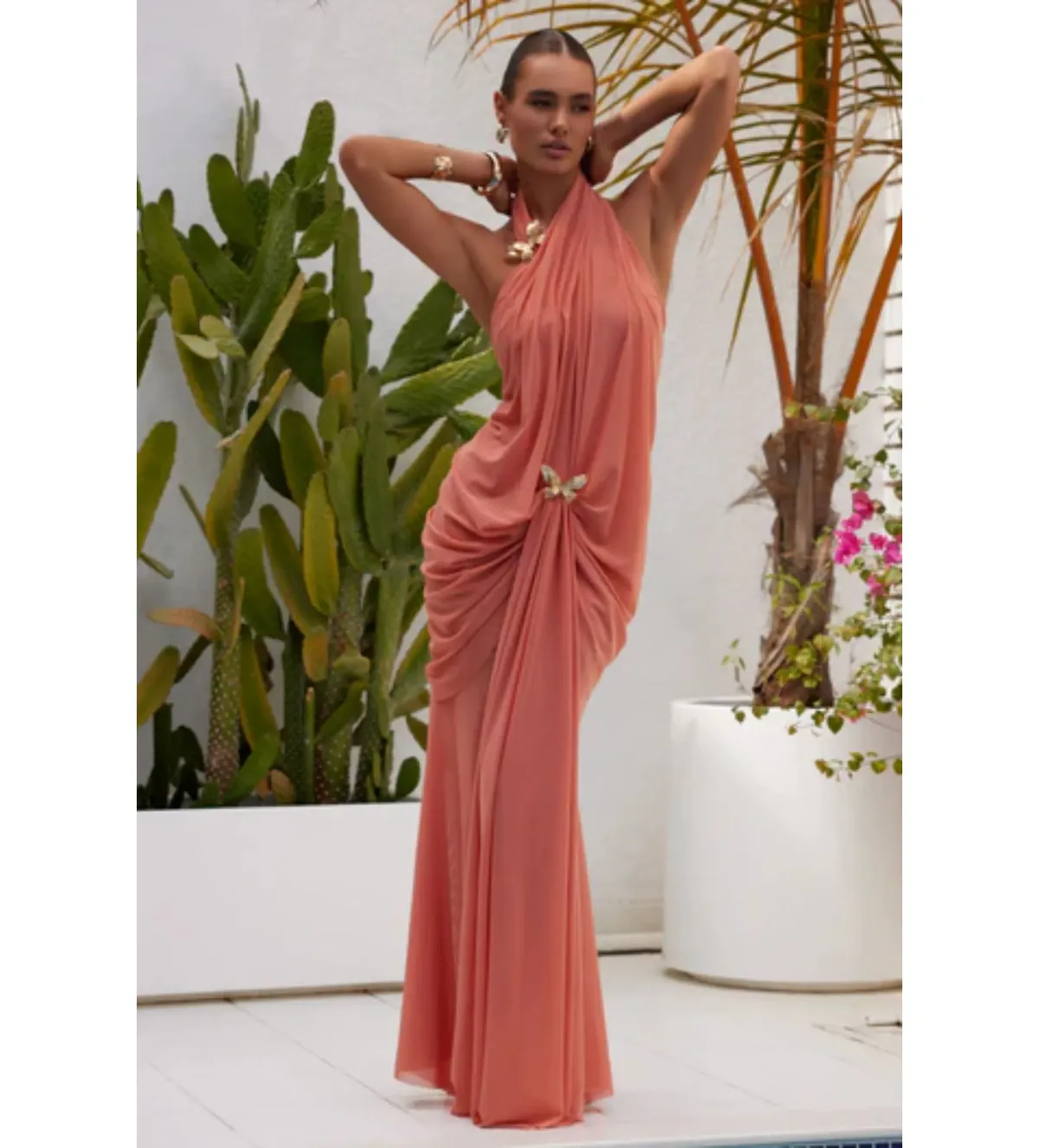 Abyss by Abby Debut Maxi Dress in Coral Size M/AU10 - Image 2
