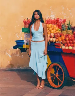 I am Delilah Yasmin Halter Top and Midi Skirt Set in Mint Blue Size 8 for rent on The Volte - image 2