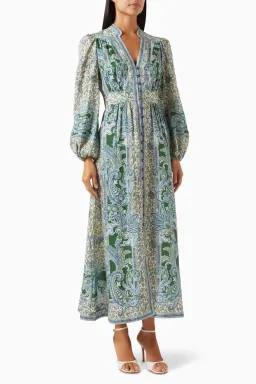 Zimmermann Ottie Plunge Midi Dress Size 2 / AU 12  for rent on The Volte - image 1