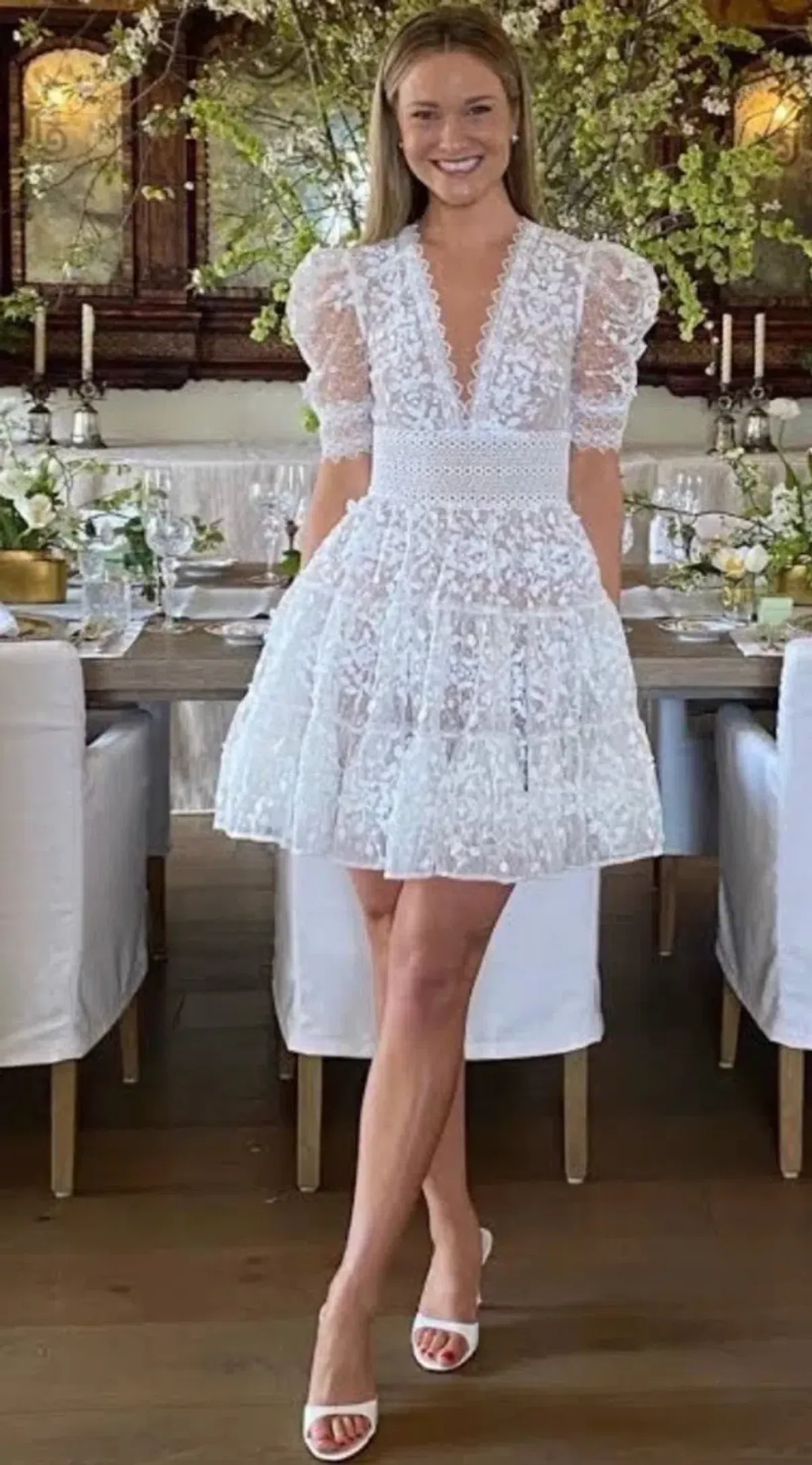 Bronx & Banco Dress Size S Meagan Mini White Wedding Mini Lace - Image 1