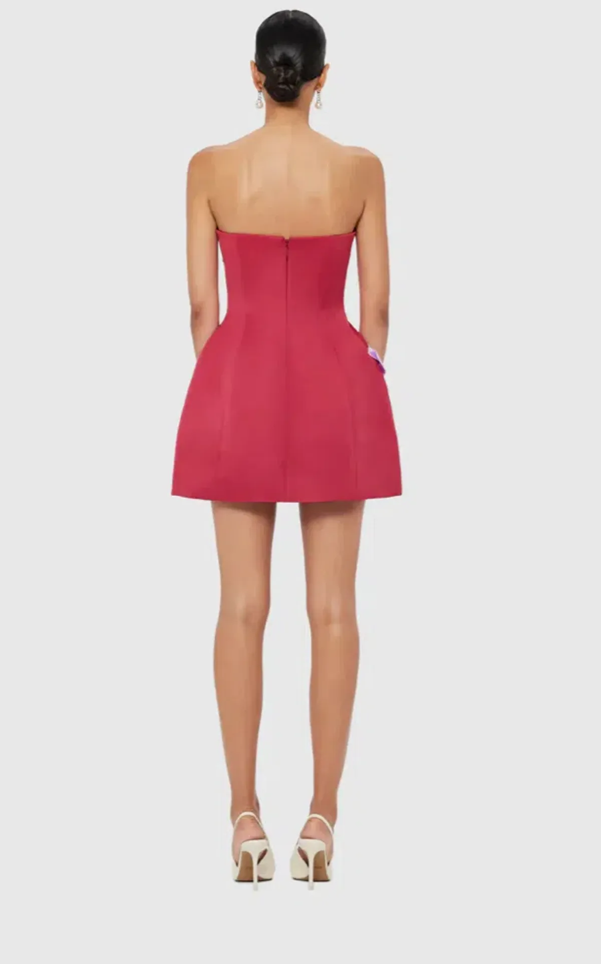 Leo Lin Rosario Appliqué Bustier Mini Dress - Lily Print in Oxblood Size 12 - Image 7
